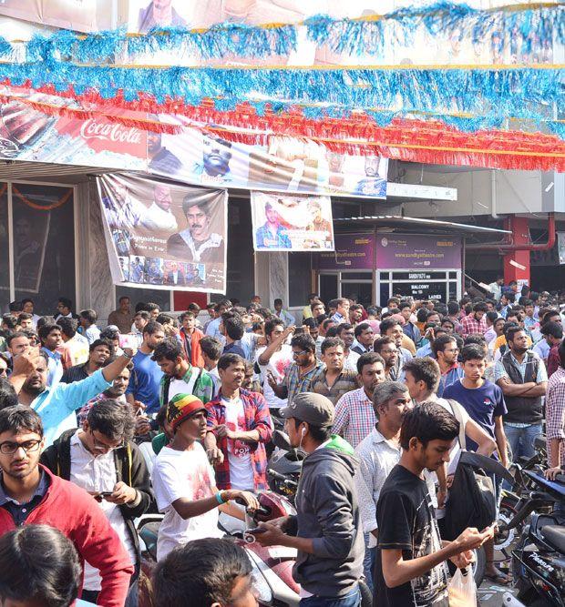 Agnyaathavaasi Fans Hungama at Sandhya 70mm & Prasads Multiplex