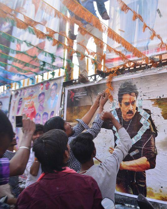 Agnyaathavaasi Fans Hungama at Sandhya 70mm & Prasads Multiplex