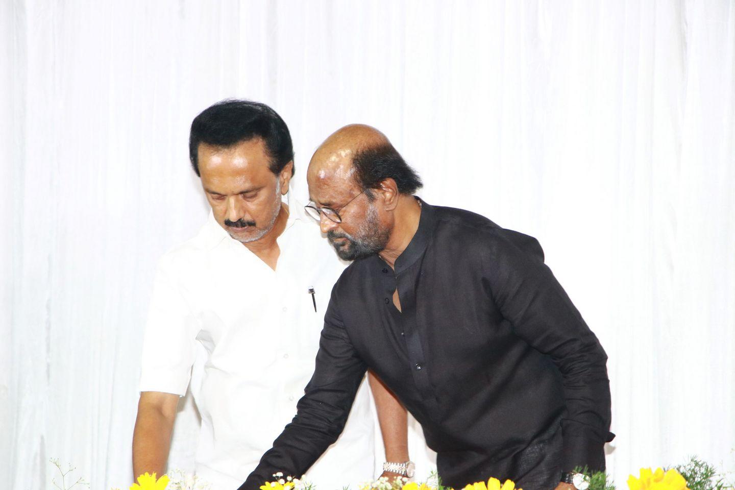 Superstar Rajinikanth Pays Homage To Kalaignar Karunanidhi With Memorial Gathering Photos