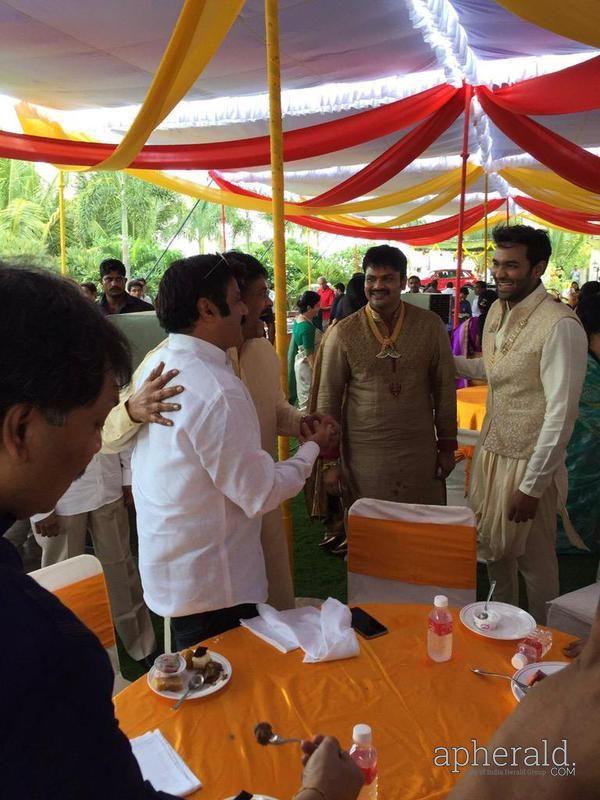 Balakrishna And Chiranjeevi At Manchu Manoj Marriage Celebrations