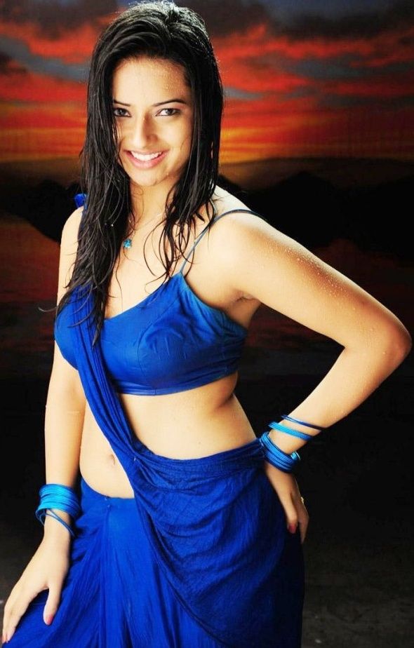 Actress Hot Images in Blue Saree Photos