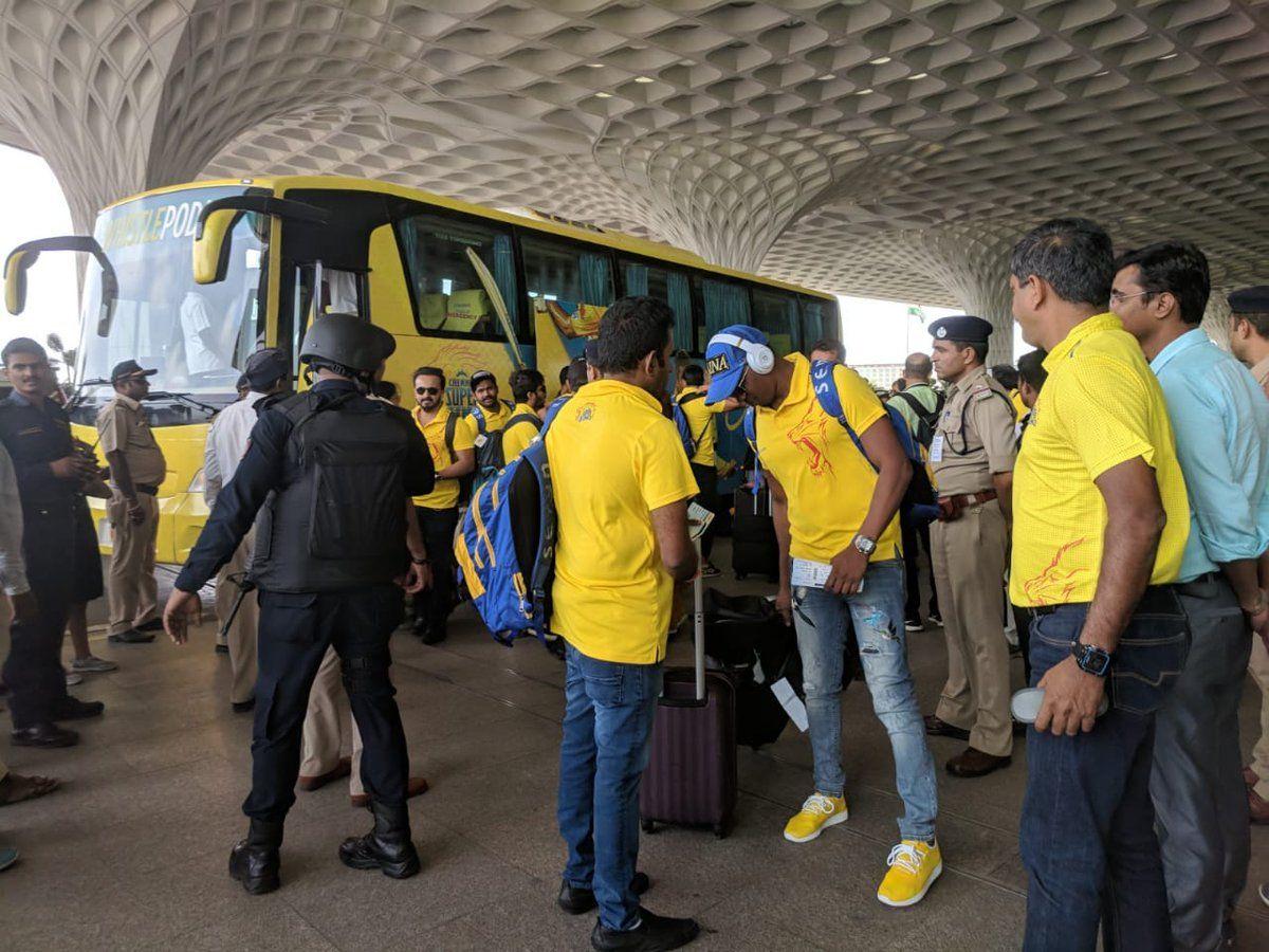 Chennai Super Kings Celebrations in Flight Photos