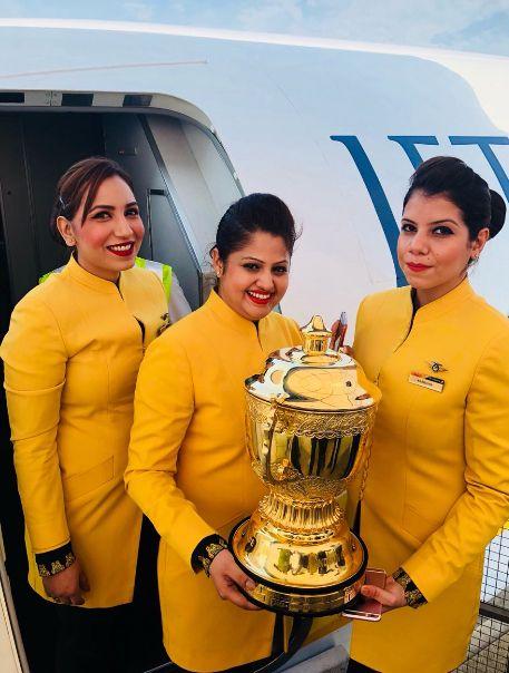 Chennai Super Kings Celebrations in Flight Photos