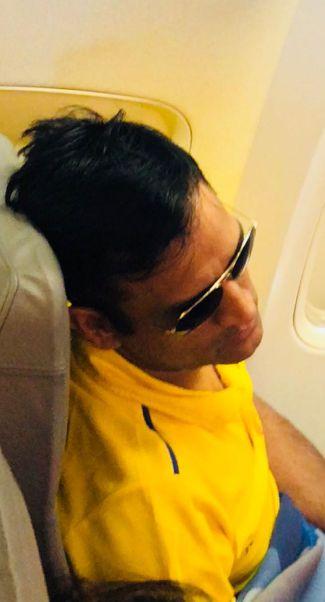 Chennai Super Kings Celebrations in Flight Photos