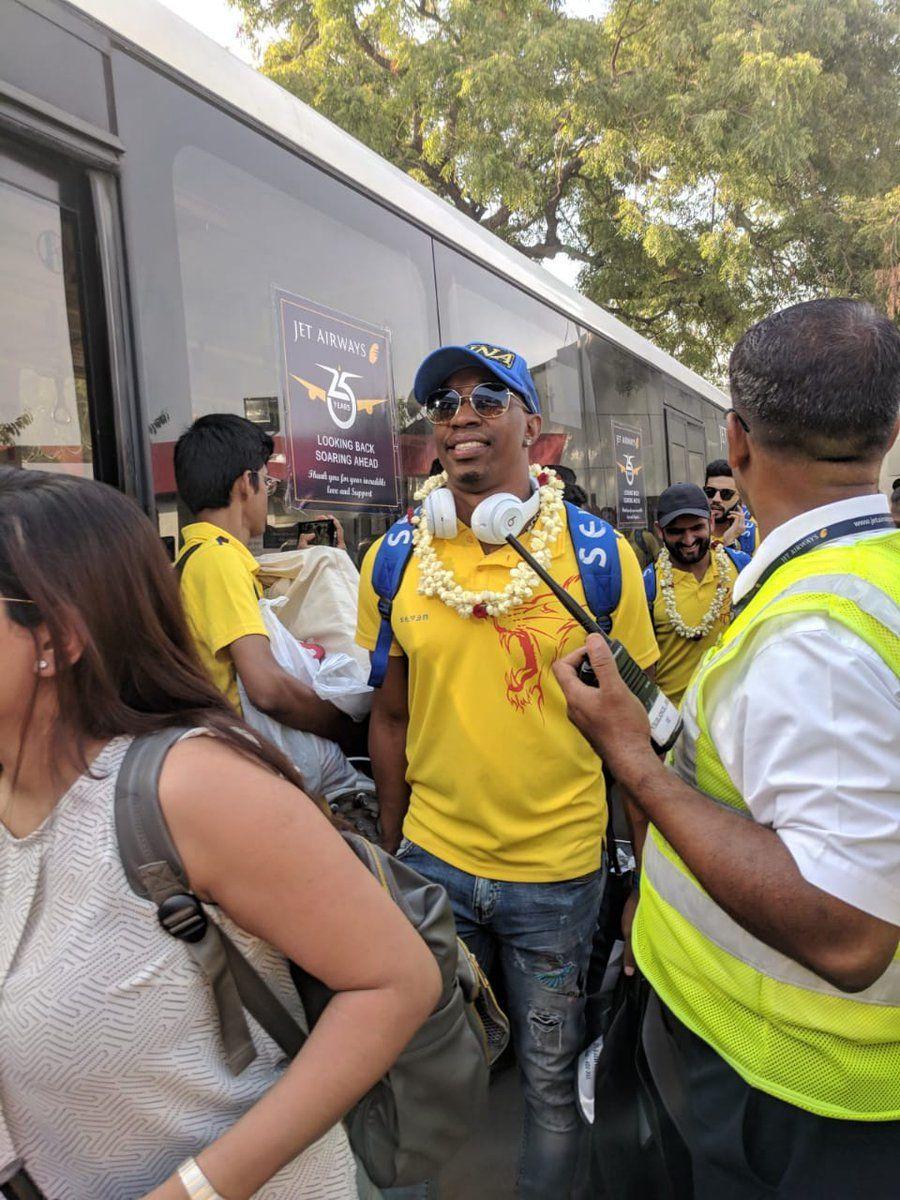 Chennai Super Kings Celebrations in Flight Photos