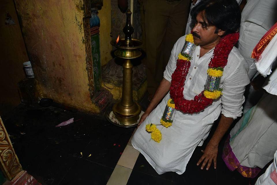 JanaSena Party Chief Pawan Kalyan at Lakshmi Narasimha Swamy Temple