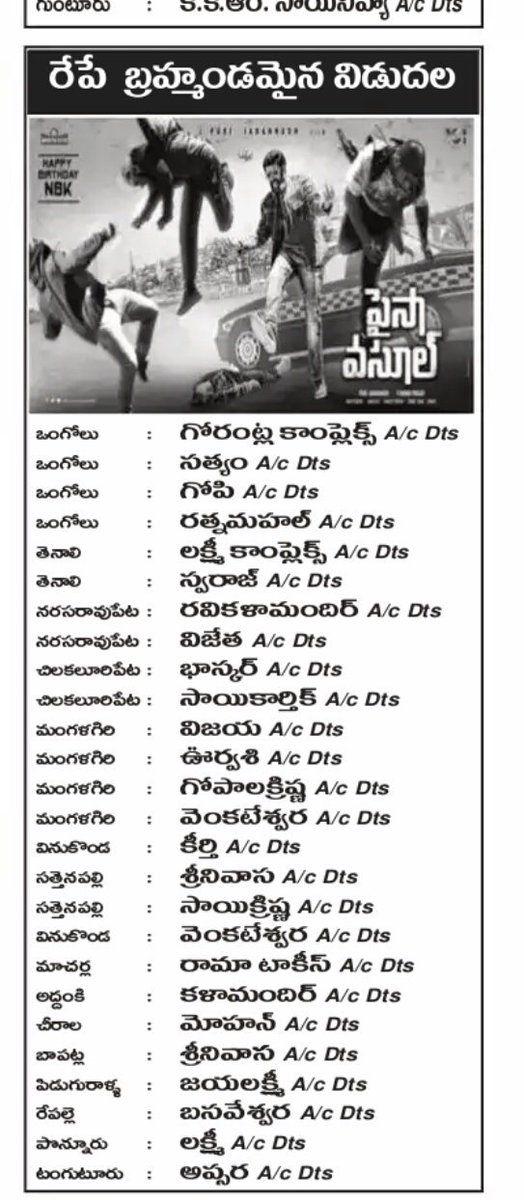 Paisa Vasool Movie Theaters List