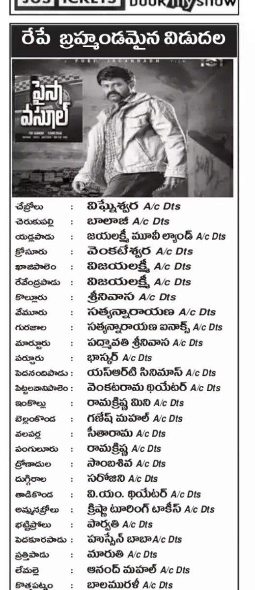 Paisa Vasool Movie Theaters List