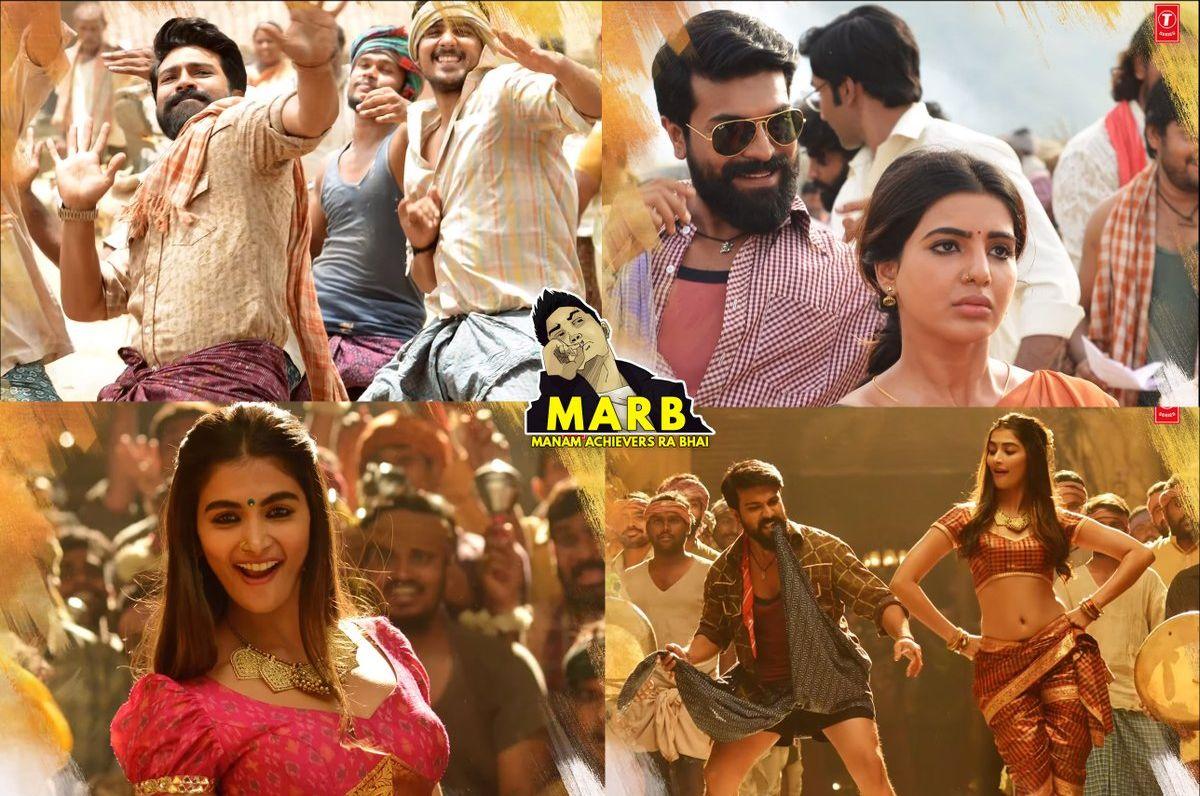 Ram Charan, Samantha & Pooja Hegde's working stills in a song from Rangasthalam