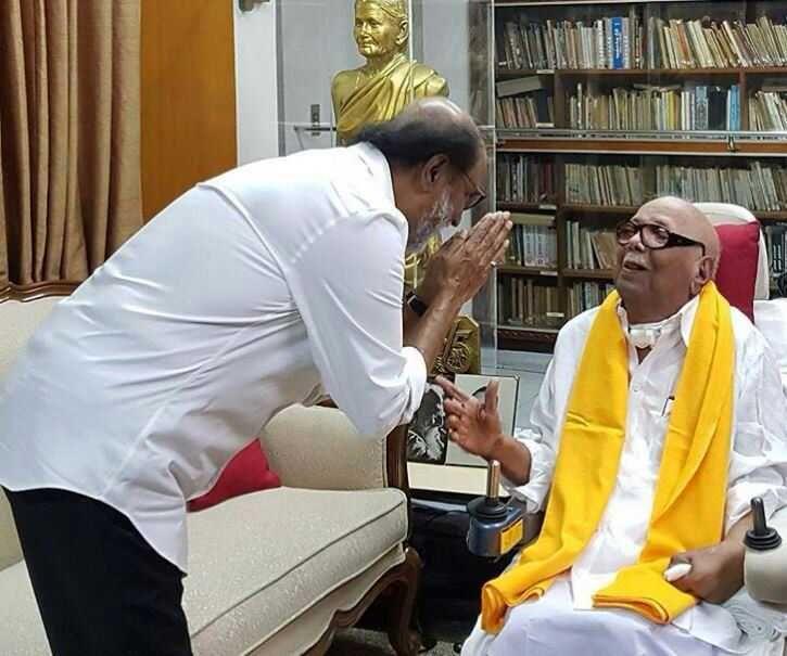 Superstar Rajinikanth meets Kalaignar Karunanidhi & Stalin Photos