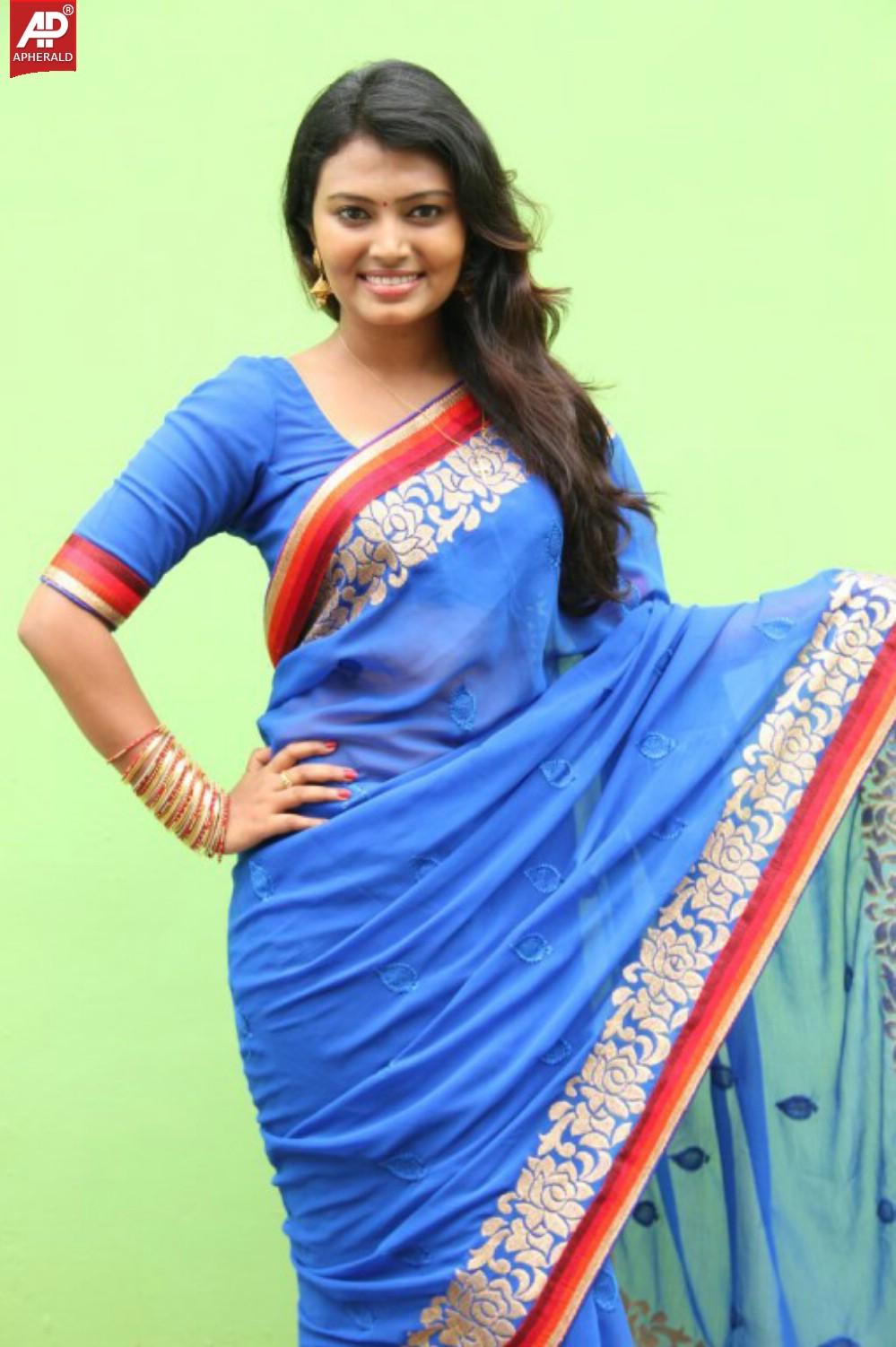 Neha Blue Saree Latest Stills