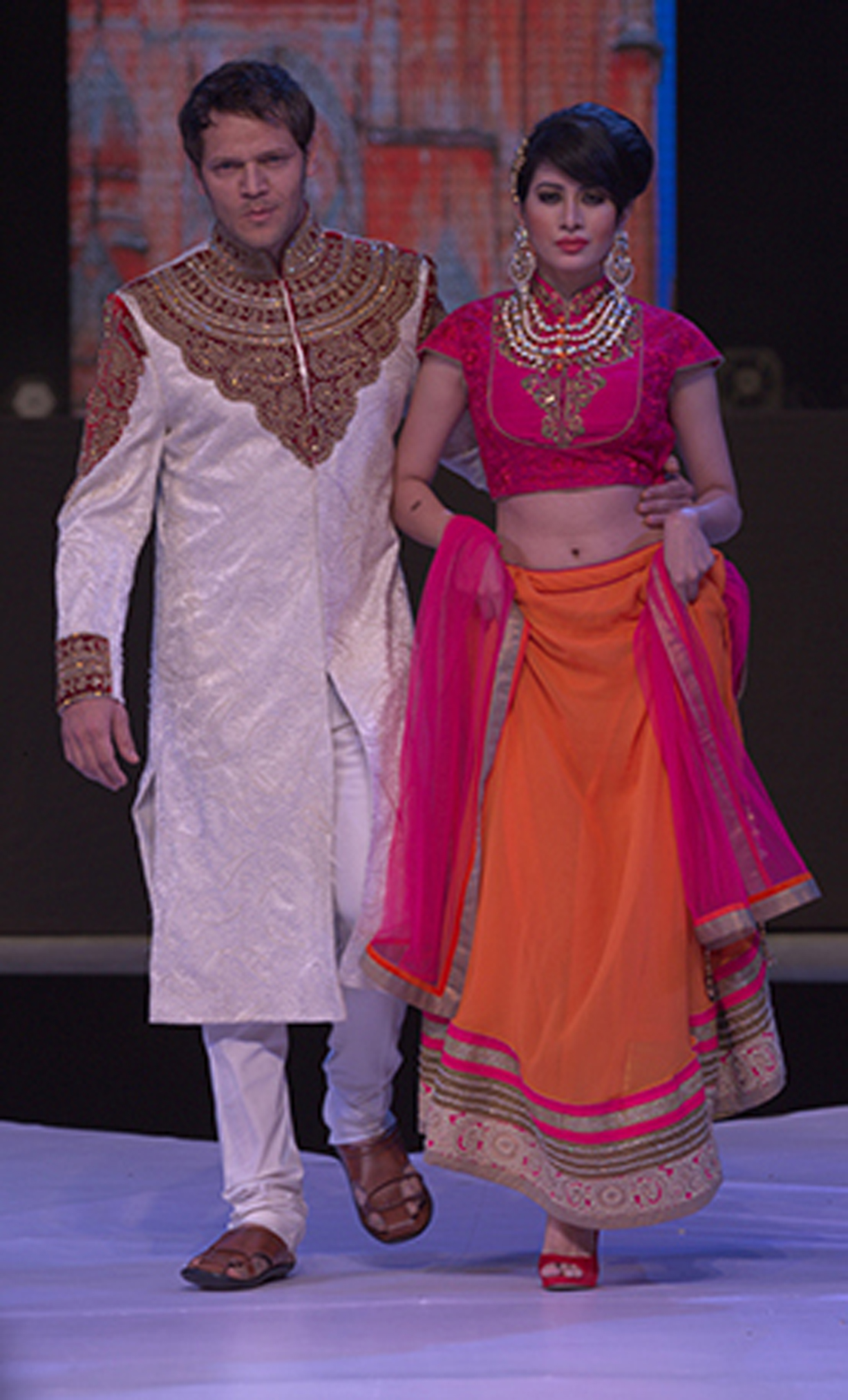 Model showcases a creation during designer Asif Shah's show held at Sayaji  Palace in Indore.