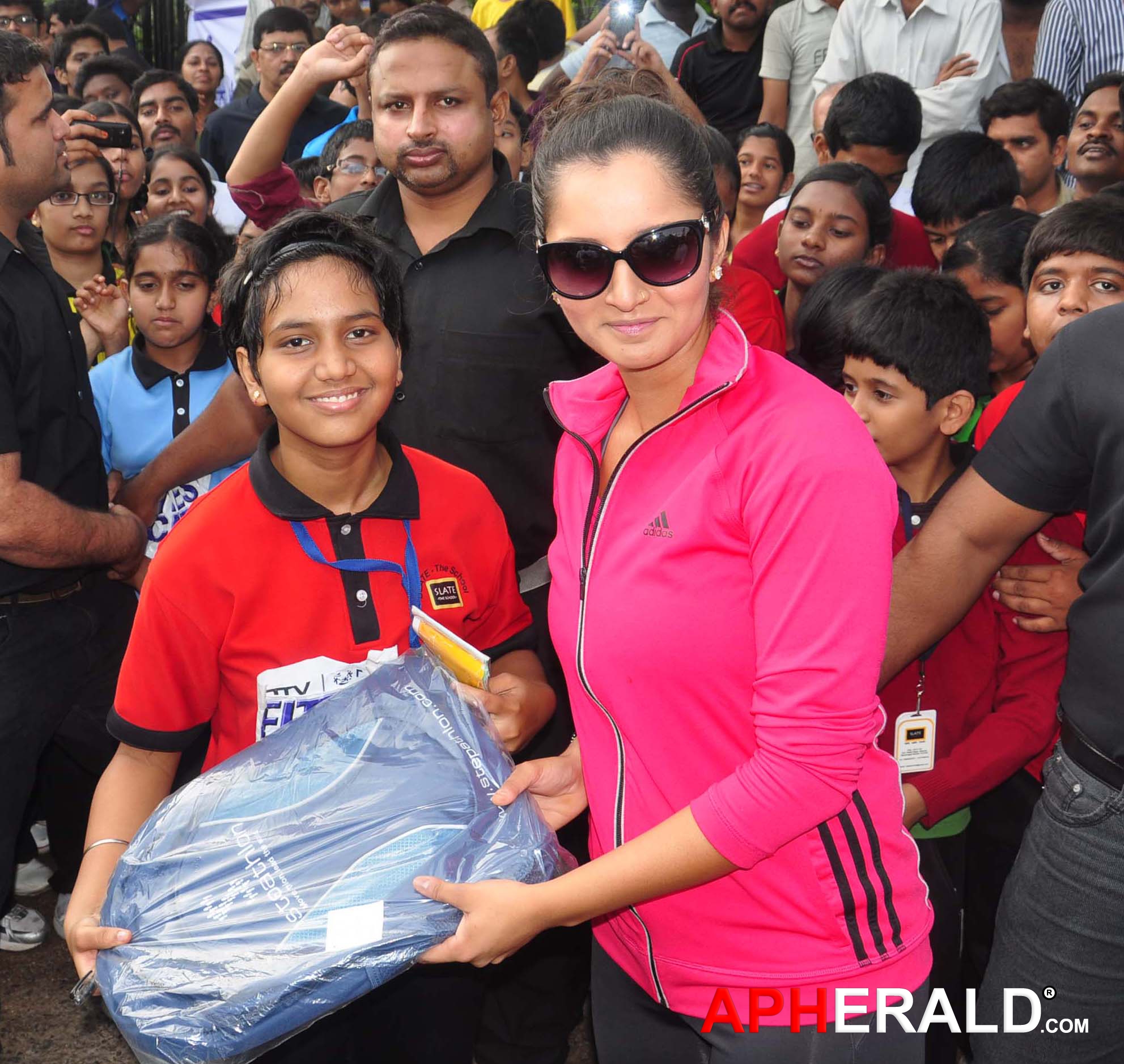 Tennis star Sania Mirza taking part in the Walk for Fitness campaign