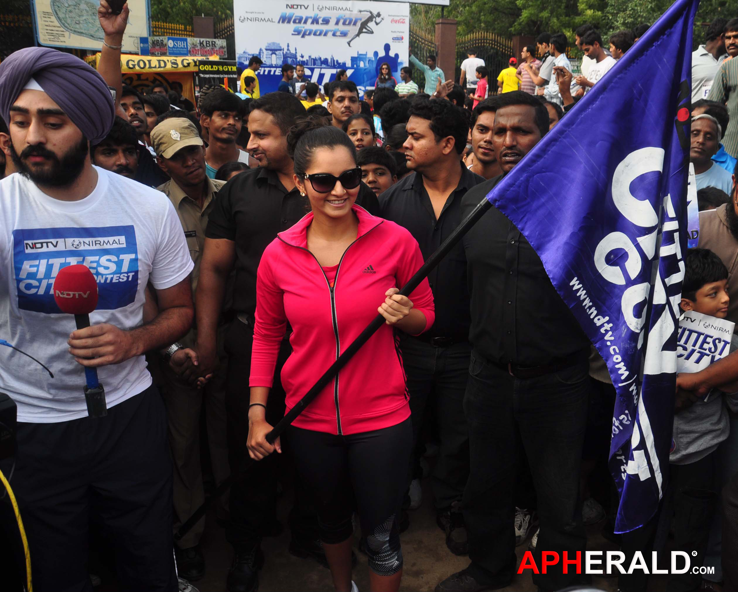 Tennis star Sania Mirza taking part in the Walk for Fitness campaign