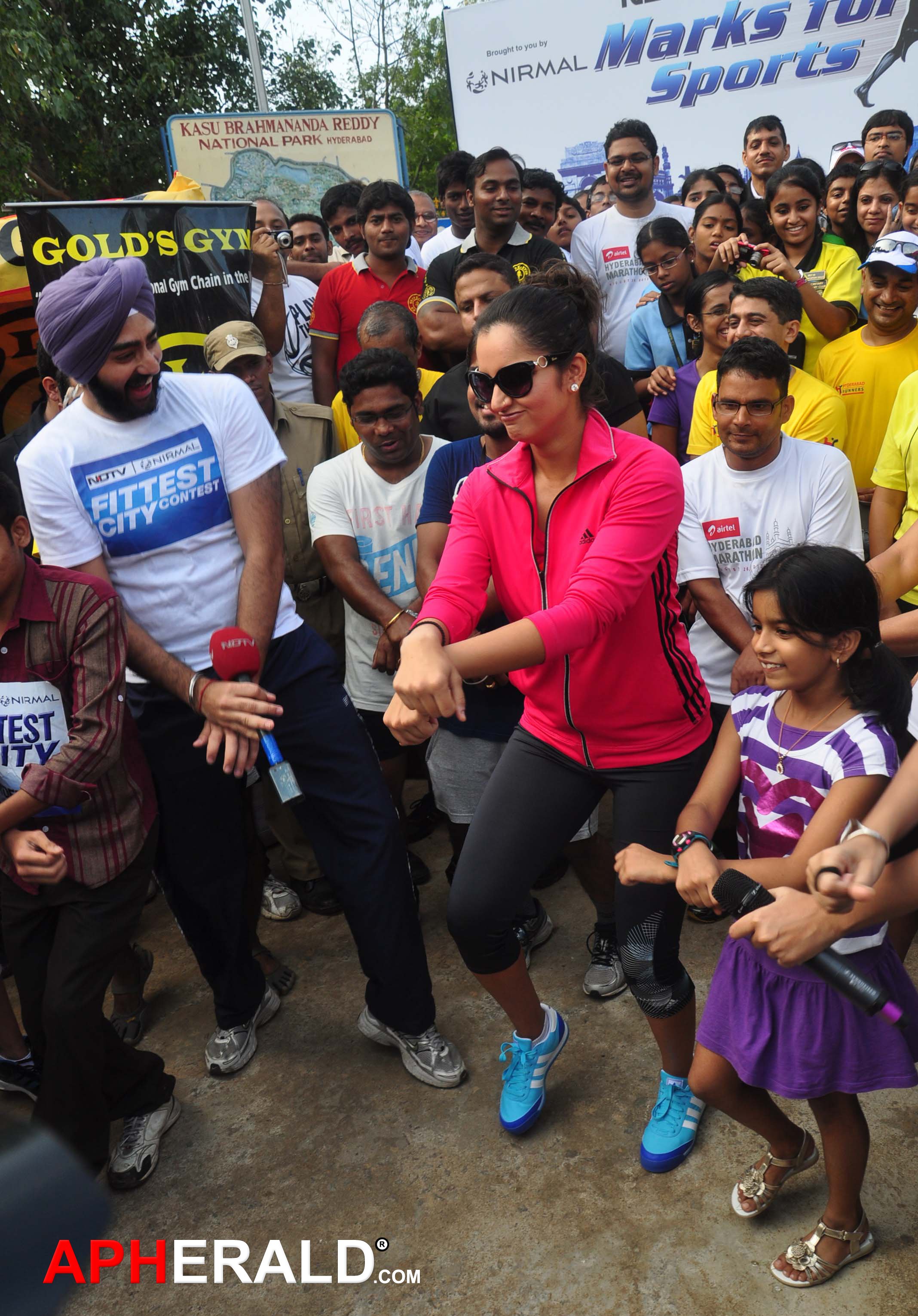 Tennis star Sania Mirza taking part in the Walk for Fitness campaign