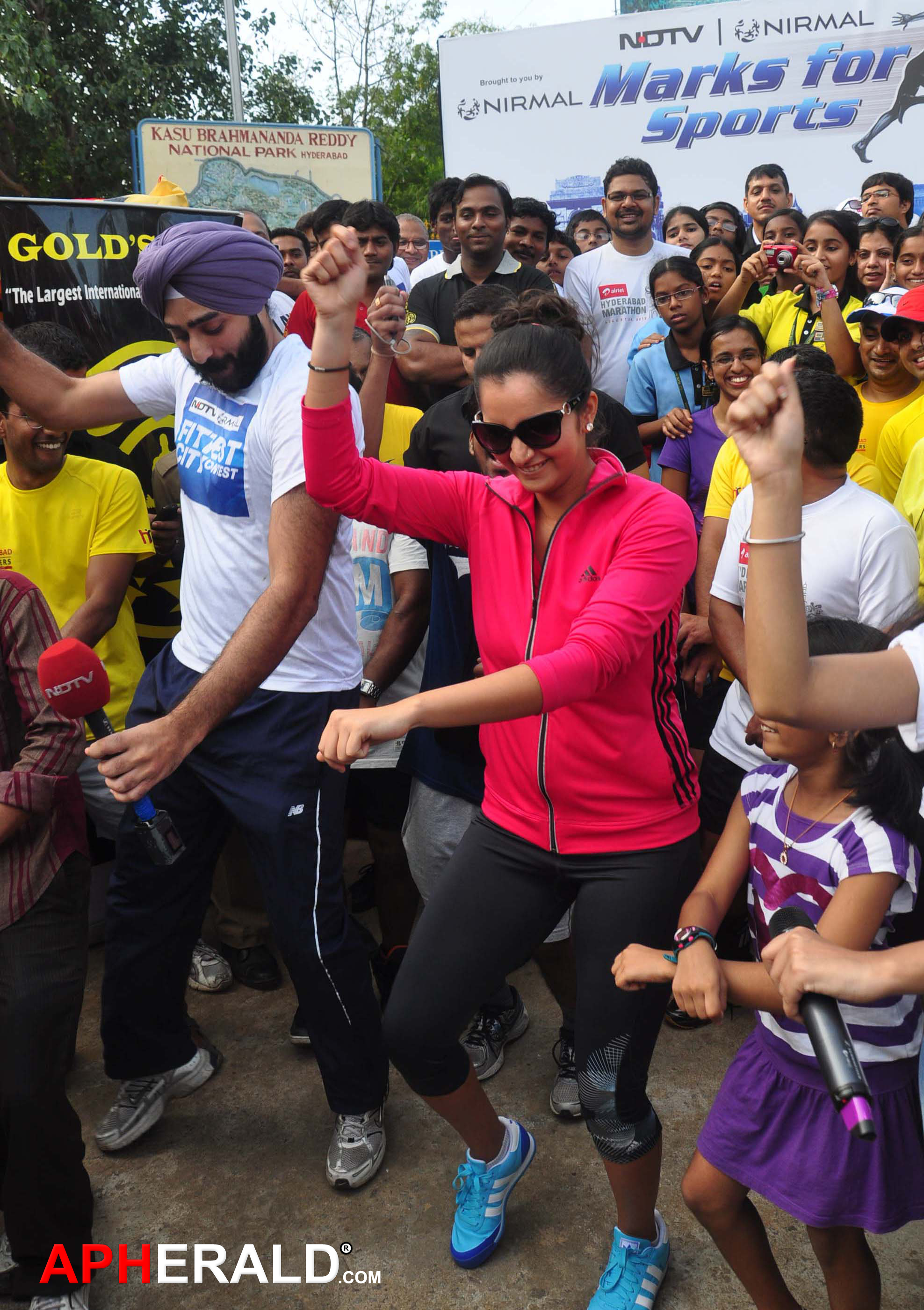 Tennis star Sania Mirza taking part in the Walk for Fitness campaign