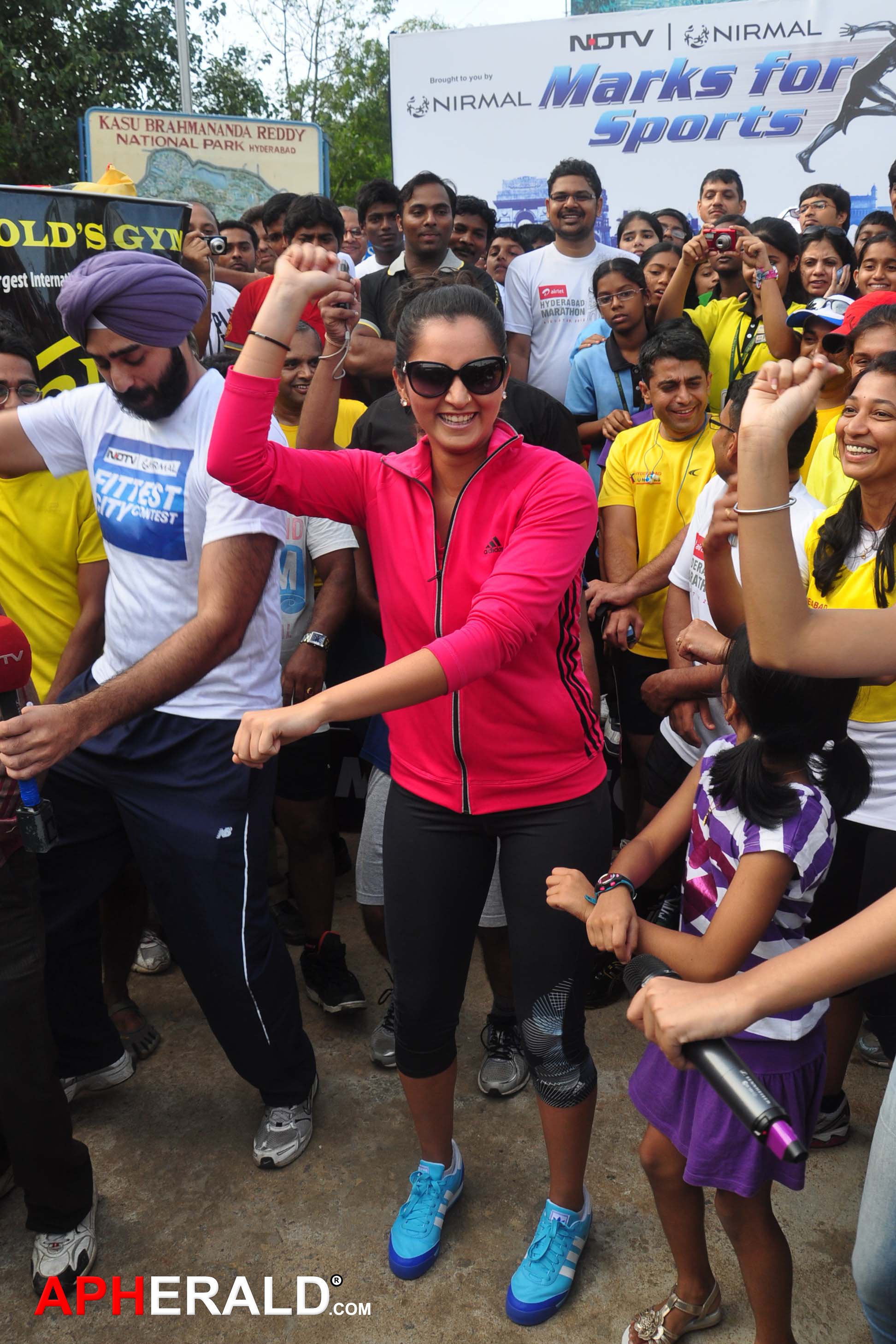 Tennis star Sania Mirza taking part in the Walk for Fitness campaign