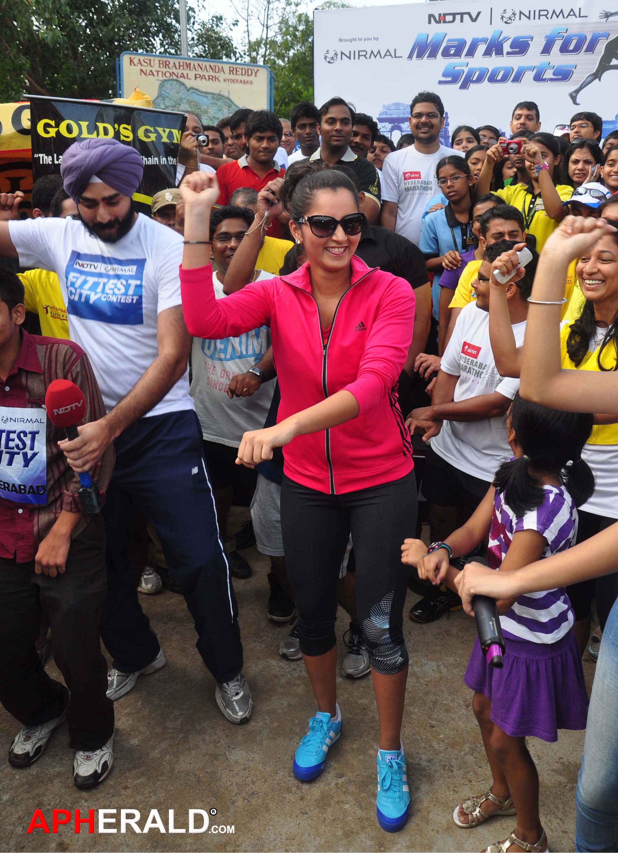 Tennis star Sania Mirza taking part in the Walk for Fitness campaign