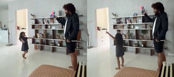 Video Allu Arjun Showering Love And Bubbles On His Daughter