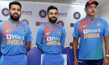 India jersey with new sponsor logo unveiled in Dharamsala