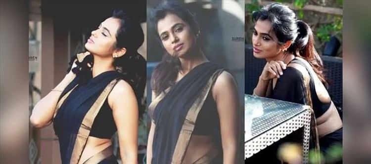 750px x 332px - Hip Queen Ramya Pandian back with Low Hip Saree Photoshoot