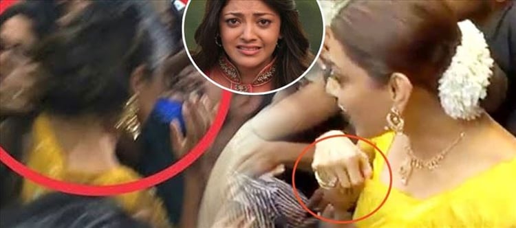 750px x 332px - Kajal touched and pressed by Fans in Crowd