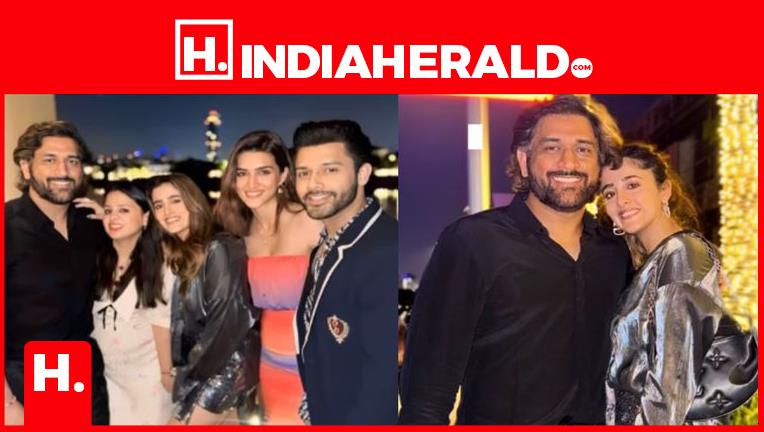 Kriti Sanon, MS Dhoni and Abdu Rozik having gala at Dubai